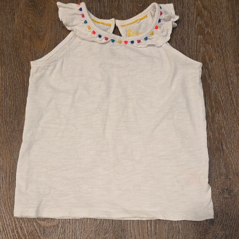 Boden White Tank Top with Colorful Trim Little Girl Size 4